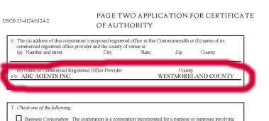 1 Year CROP Service (Pennsylvania Commercial Registered Office Provider/Registered Agent)